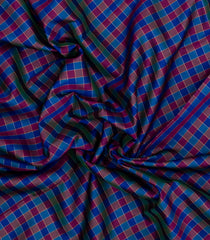 Blue & Maroon Handloom Korvai Kanchipuram Silk Saree With Checks-KA15958