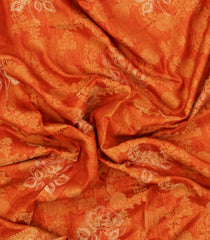 Orange Printed Synthetics Dola Silk Saree With Floral Zari Motifs-BL5255