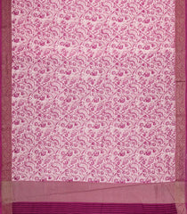 Magenta Printed Chanderi Cotton Saree With Floral Motifs & Zari Border-CC1659