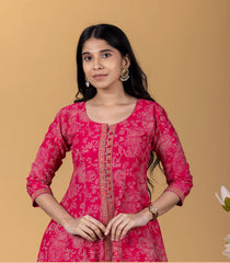 Pink Floral Printed Kurta-KR0848