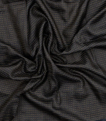 Black Printed Tussar Silk Saree With Checks & Meena Embroidered Border-TU3808