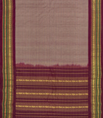 Dark Grey Handloom Gadwal Silk Cotton Saree With Stripes & Contrast Border -GA0463