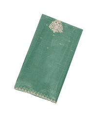 Aquamarine Woven Art Tissue Saree With Embroidered Floral Motifs & Selvage-BL4653