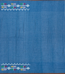 Blue Handloom Bengal Cotton Saree With Checks & Meena Border-BG1399
