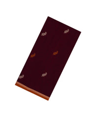 Maroon Handloom Bengal Cotton Saree With Mango Buttas-BG1592