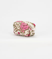 Off White Cotton Bagru Printed Coin Pouch With Zipper-ACS1065