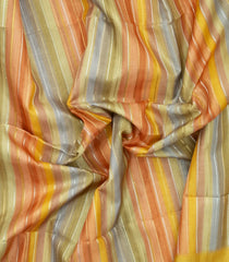 Multi Colour Printed Synthetic Dupion Saree With Stripes & Contrast Border-BL6056