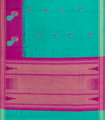 Turquoise Woven Dupion Silk Saree With Buttas & Contrast Border-DS0620