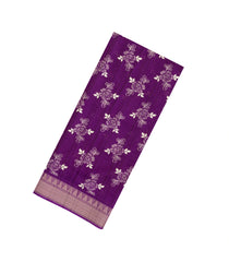 Purple Printed Art Dola Silk Saree With Floral Motifs-BL5748