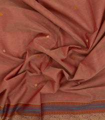 Dusty Peach Handloom Silk Cotton Saree With Buttas-SC4407