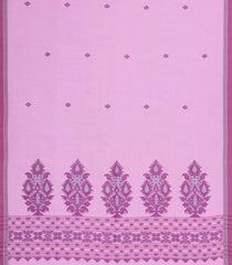 Bubblegum Pink Handloom Bengal Cotton Saree With Diamond Buttas-BG1794