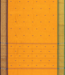 Mustard Woven Chettinad Cotton Saree With Contrast Border-CN1852
