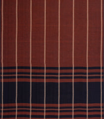 Brown Woven Bengal Cotton Saree With Stripes & Contrast Pallu-BG1891