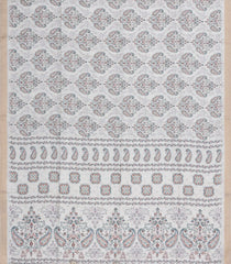 White Printed Synthetic Kotha Silk Saree With Zari Border-SY0032