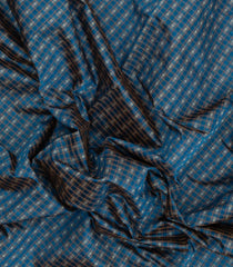 Blue Handloom Silk Cotton Saree With Checks-SC4372