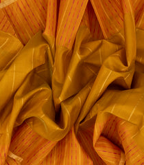Mustard Handloom Kora Soft Silk Saree With Stripes -SO4228
