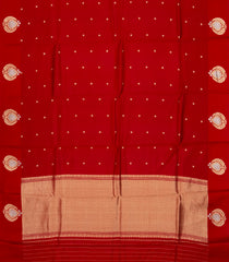 Red Handloom Banarasi Silk Saree With Floral Buttas-BE1469