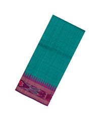 Cyan Woven Dupion Silk Saree With Tie & Dye Border-DS0637