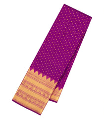 Dark Purple Handloom Kanchipuram Silk Saree With Zari Motifs-KA16335