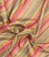 Multi Colour Printed Synthetic Dupion Saree With Stripes & Contrast Border-BL6058