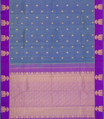 Blue Handloom Kanchipuram Silk Saree With Vairaoosi Stripes & Buttas-KA15494