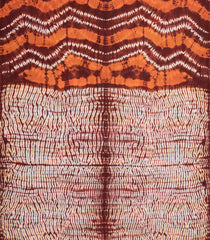 Orange Printed Chanderi Cotton Saree With Tie & Dye Motifs-CC1374