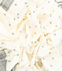 White Handloom Tussar Silk Saree With Printed Floral Motifs-TU2692