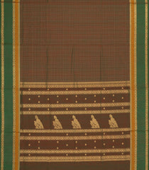 Green Handloom Silk Cotton Saree With Checks-SC4215