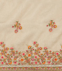 Taupe Woven Blended Tissue Saree With Embroidered Meena Floral Motifs-BL4866