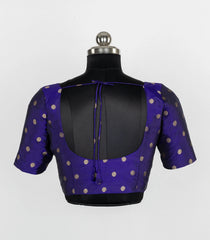 Purple Readymade Tussar Silk Blouse With Zari Buttas-RB5246