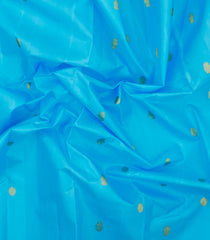 Light Blue Handloom Korvai Kanchipuram Silk Saree With Zari Buttas-KA16724