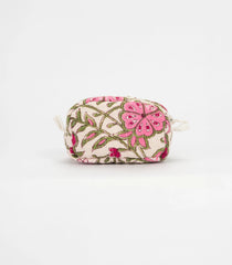 Off White Cotton Bagru Printed Coin Pouch With Zipper-ACS1065