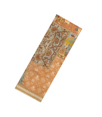 Beige Printed Chanderi Cotton Saree With Floral Motifs-CC1745