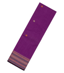 Purple Handloom Kanchi Cotton Saree With Annam Chakaram Buttas-KC1569