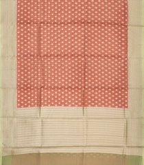 Peach Handloom Banarasi Organza Silk Saree With Floral Motifs-BE1577