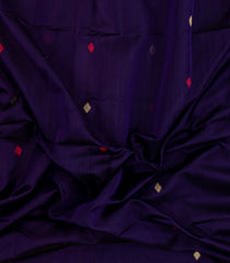 Dark Purple Handloom Maheswari Silk Cotton Saree With Buttas-SC4168