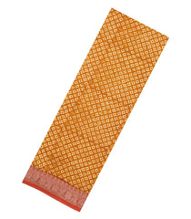 Mustard Printed Chanderi Cotton Saree With Zari Border-CC1468