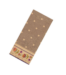 Taupe Woven Dupion Silk Saree With Buttas & Meena Borders-DS0584