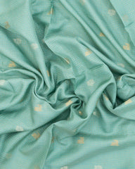 Turquoise Woven Blended Viscose Saree With Zari Checks & Buttas -BL5601