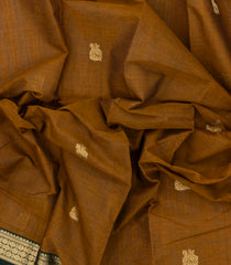 Oil Mustard Handloom Kanchi Cotton Saree With Horse Buttas-KC1760