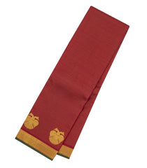 Crimson Handloom Kanchipuram Silk Saree With Zari Stripes & Buttas-KA15738