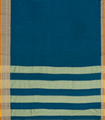 Cyan Woven Chirala Cotton Saree With Printed Blouse-CR1525