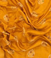 Mustard Printed Synthetic Dola Silk Saree With Zari Stripes & Border-BL5028