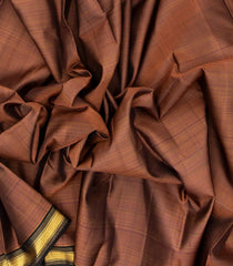 Brown Handloom Kanchipuram Silk Saree With Stripes