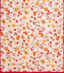 Off White Printed Crepe Silk Saree With floral Motifs-PS0929