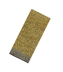 Mustard Printed Jaipur Cotton Saree With Tribal Motifs-JC1475