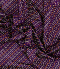 Purple Handloom Silk Cotton Saree With Checks-SC4349