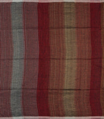 Maroon Handloom Linen Saree With Stripes-LI0733
