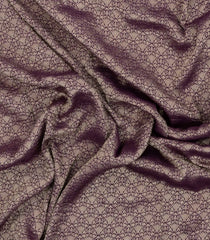 Dark Purple Woven Mysore Silk Saree With Floral Motifs-MS3366
