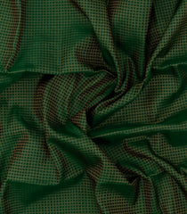Bottle Green Handloom Soft Silk Saree With Checks & Contrast Border-SO4596
